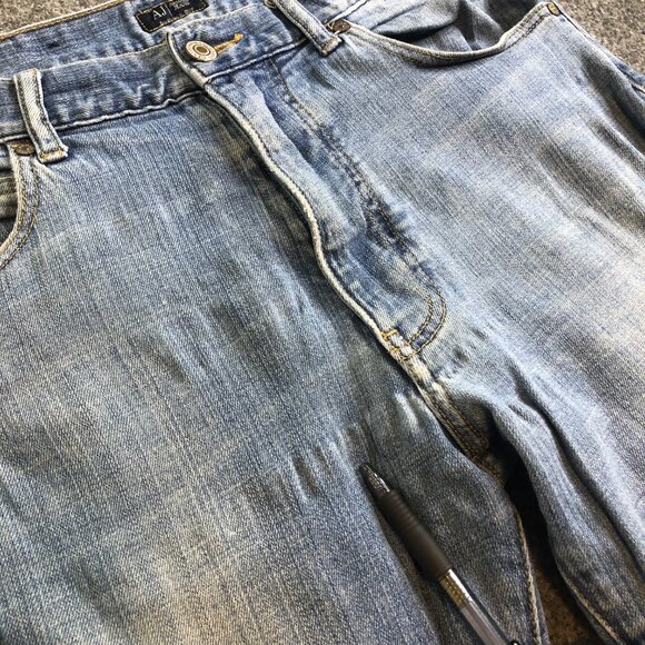 Armani J31 Jeans Mens 32x32 Blue Stretch Logo Emblem Straight Regular Fit Denim - Picture 8 of 15